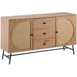 KADIMA DESIGN Sideboard 140x80x40 cm Kommode Eiche-Dekor mit Rattan Geflecht | Gr.: onesize