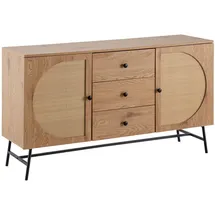 KADIMA DESIGN Sideboard 140x80x40 cm Kommode Eiche-Dekor mit Rattan Geflecht | Gr.: onesize
