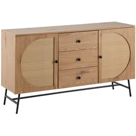 KADIMA DESIGN Sideboard 140x80x40 cm Kommode Eiche-Dekor mit Rattan Geflecht | Gr.: onesize