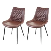 Mendler 2er-Set Esszimmerstuhl HWC-E56, Stuhl Küchenstuhl, Vintage Kunstleder braun