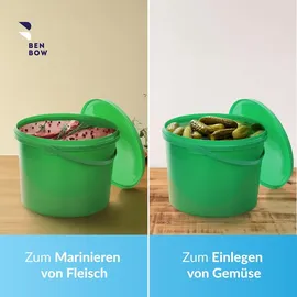 Benbow Eimer mit Deckel 10l Grün - lebensmittelecht, stabil, luftdicht, auslaufsicher, geruchsneutral - Plastikeimer mit Henkel - leer