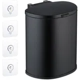 Relaxdays Küchenmülleimer hängend, 9l, Absenkautomatik, entnehmbarer Inneneimer, Wandmontage, Türmüllbehälter, schwarz