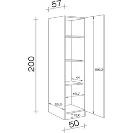 Flex-Well Seitenschrank Nano 50 x 57 x 200 cm Braun