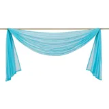 Yaland Voile Transparenter Freihandbogen einfarbig Uni Querbehang Wohnzimmer Gardinenschals (BxH 140x100, eisblau) 1 Stück