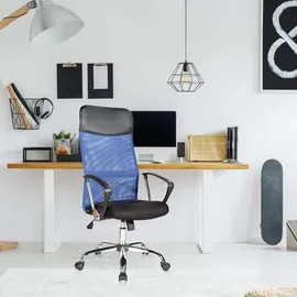 Mobili Rebecca Schreibtischstuhl, Schwarz, blau - 123x57,5x58,5