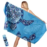 Aonext Strandtuch XXL 100x200cm, Microfaser Handtücher Kompakt und Sandfest, Leicht und Schnelltrocknendes Handtuch, Wird mit Netztasche Geliefert, Badetuch für Strand, Gym, Travel, Strand, Sauna