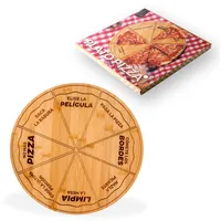 Fisura – Origineller Pizzateller. Pizzateller mit lustigen Botschaften auf Spanisch. Servierplatte aus Bambusholz. Runder Teller mit gleichmäßigen Portionen. 35 Zentimeter.