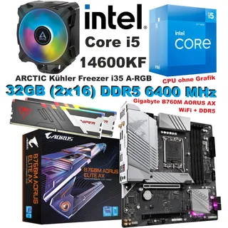 Aufrüst Kit Intel Core i5 14600KF Gigabyte B760M AORUS ELITE AX 32GB WiFi RGB