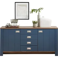 Innostyle Dijon Sideboard Holzwerkstoff Parisian Blue/Haveleiche Cognac