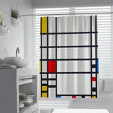 Wewoo Home Moderner geometrischer Duschvorhang Mondrian Farbblock-Polyester-Badevorhang für Badezimmer, strukturierter Stoff, Duschvorhang-Set, 200 x 240 cm, Duschvorhang