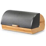Zeller Brotkasten, Bambus/Metall 19 cm x 27 cm x 39 cm Schwarz-Natur