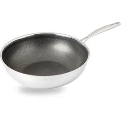 HENSSLERS Wok, Edelstahl, (1 tlg.), 3-Schicht Materia, Wabenstruktur und Antihaftbeschichtung, Induktion HENSSLERS edelstahlfarben