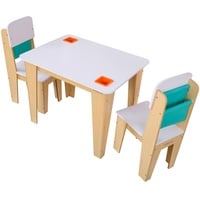 KidKraft Pocket Kindertisch mit Stauraum und 2 Stühlen mit Ablagefächern, Kindersitzgruppe aus Holz, Kinder Tisch Stuhl Set, Kinderzimmer Möbel, 20353