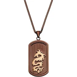 Zeeme Stainless Steel Anhänger mit Kette Edelstahl Platte Drache