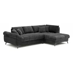 SOMETA Ecksofa Atlanta Stoff Black / Anthrazit