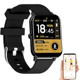 Newgen Medicals Smart Uhr: ELESION-kompatible Fitness-Smartwatch, Bluetooth, App, Metall, IP67 (Handy-Uhr-Smartwatch, Smartwatch wasserdicht Damen, Stoppuhr)