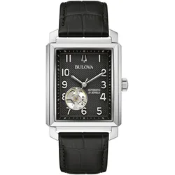 Automatikuhr BULOVA "Sutton", schwarz, Armbanduhren, Damen, Armbanduhr, Herrenuhr, Damenuhr, Lederarmband