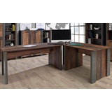 Forte Eckschreibtisch Arbeitstisch CLIF - Old Wood Vintage und Beton Optik - Braun