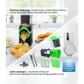 Genius Nicer Dicer Electro Gemüsereibe 25-tlg. Schwarz/Grün