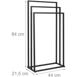 Relaxdays Handtuchständer, 3 Stangen, Metall, schwarz