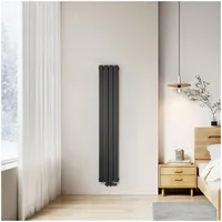 EMKE Flachheizkörper 1800 x 300 mm 627 W schwarz Mittelventil