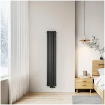 EMKE Flachheizkörper 1800 x 300 mm 627 W schwarz Mittelventil