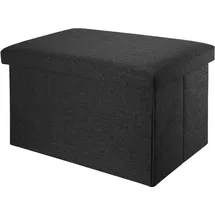 Intirilife Faltbare Sitzbank 78x38x38 cm in DIAMANT SCHWARZ - Sitzwürfel mit Stauraum und Deckel aus Stoff in Leinen Optik - Sitzcube Fußablage Aufbewahrungsbox Truhe Sitzhocker