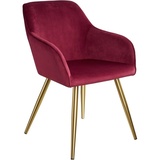 Tectake »Stuhl Marilyn Samtoptik, goldene Stuhlbeine« (1 St), gepolstert, gepolsterter Sitz rot