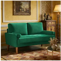 Dripex Sofa 121 cm kleines 2-Sitzer-Sofa aus Samt – bequeme Couch grün