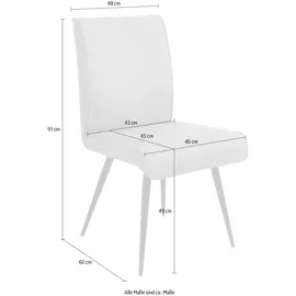 K+W Komfort & Wohnen 4-Fußstuhl K+W KOMFORT & WOHNEN "Giacomo I", grau (schwarzgrau, schwarz), B:48cm H:91cm T:60cm, Stühle, 4- Fußstuhl mit umlaufenden 4mm Keder am Rücken und Sitz, Metallfüße