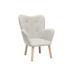 Skandinavischer Kindersessel aus beigem Textur-Veloursstoff und hellem Holz BABY BRISTOL