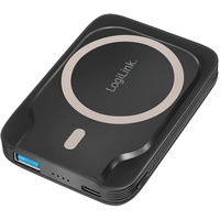 Logilink Powerbank 5000 mAh, kabelloses Laden USB-C PD 3.0 + USB-A QC 3.0 schwarz