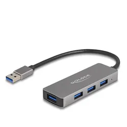 Delock 4 Port USB 5 Gbps Hub mit USB Typ-A Anschluss - USB Typ-A Buchsen seitlich