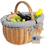 Creative Home Weidenkorb Picknickkorb Stoffeinlage Weidenkorb mit Henkel grau
