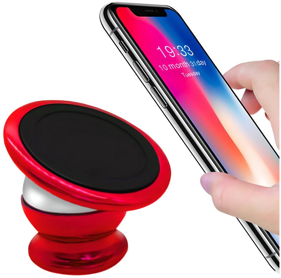 Retoo Magnet Handyhalterung KFZ Universal Handy Armaturenbrett Smartphone Halterung, (Set, Magnethalterung in roteFarbe, Magnet Handyhalterung) rot