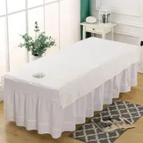 Highdi Massage Bettlaken mit Loch, Waschbare Massage Tischdecke Atmungsaktiv Bezug für Massageliege Weiches Beauty Betttisch-Bezug (80x200CM,Weiß)