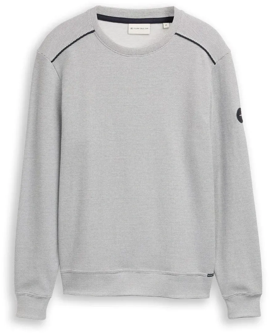 TOM TAILOR Herren Sweatshirt mit Logo-Badge, weiß, Meliert, Gr. XXL