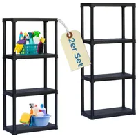 GarPet Steckregal Kunststoff 60 x 30 x 133 cm schwarz 4 Böden