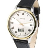 Elegante Bicolor Herren Funkuhr (deutsches Funkwerk) Armbanduhr Leder 964.4810