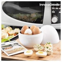 InnovaGoods 8435527813475 Eierkocher für die Mikrowelle mit Rezepten, Aluminium, Weiß