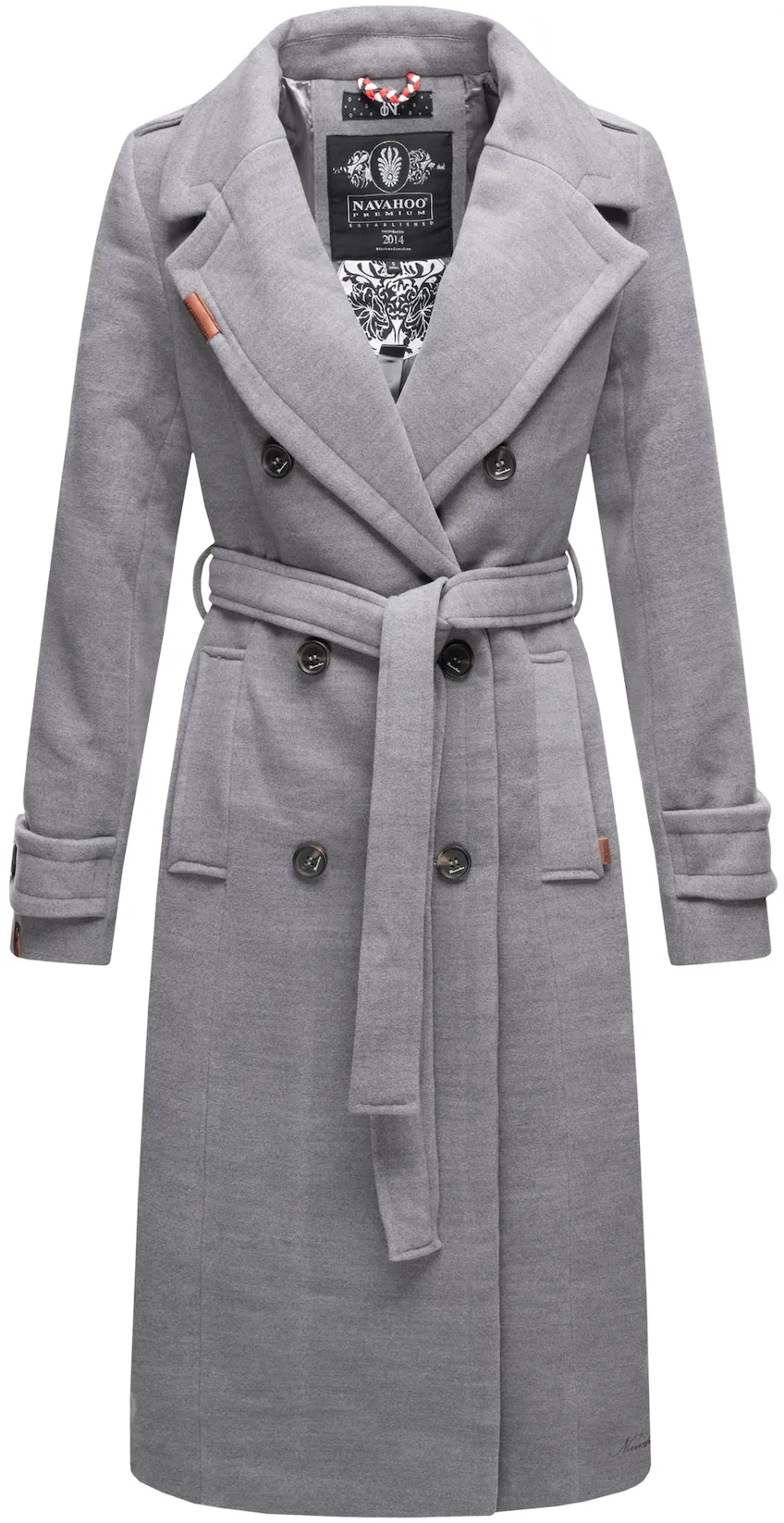 NAVAHOO Damen edler Wintermantel Trenchcoat in Wollmantel-Optik Arnaa