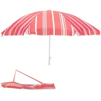 Mojawo Sonnenschirm rund 1,80m Rot gestreift Polyester knickbar UV