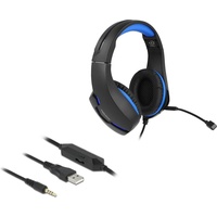 Delock Headset Over-Ear LED für PC,Notebook,Konsolen Schwarz, Blau