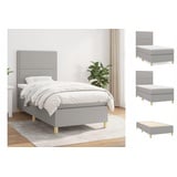 vidaXL Boxspringbett mit Matratze Hellgrau 90x190 cm Stoff