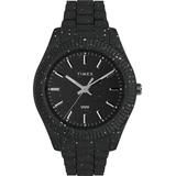 Timex Trend Herren-Armbanduhr, 42 mm, schwarzes umweltfreundliches Armband, schwarzes Zifferblatt, schwarzes Gehäuse TW2V77000