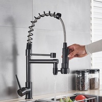 Schwarz Küchenarmatur Ausziehbar Brause 360° Edelstahl Wasserhahn Einhandmischer