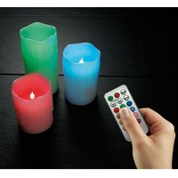 Lunartec LED Kerzen Farbwechsel: Echtwachskerzen mit Farbwechsel-LED & Fernbedienung, 3er-Set (Echte Kerze mit Farbwechsel, Flammenlose Wachskerzen, Batterie Leuchten)