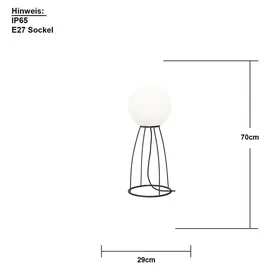 Star Trading Stehleuchte Mallorca Kunststoff/Metall 70 cm E27 Schwarz/Weiß