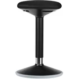 Wiltec Sitz- & Stehhocker schwarz, Drehhocker höhenverstellbar bis 81 cm, Polsterhocker bis 135 kg, moderner Hocker drehbar für Büro und Homeoffice