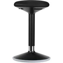 Wiltec Sitz- & Stehhocker schwarz, Drehhocker höhenverstellbar bis 81 cm, Polsterhocker bis 135 kg, moderner Hocker drehbar für Büro und Homeoffice